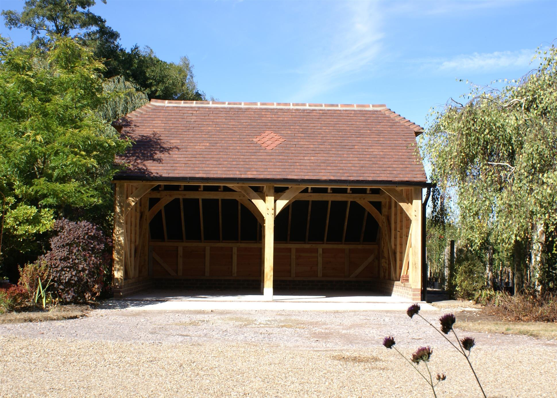 2 Bay Garage with Barn Hip Roof Front View