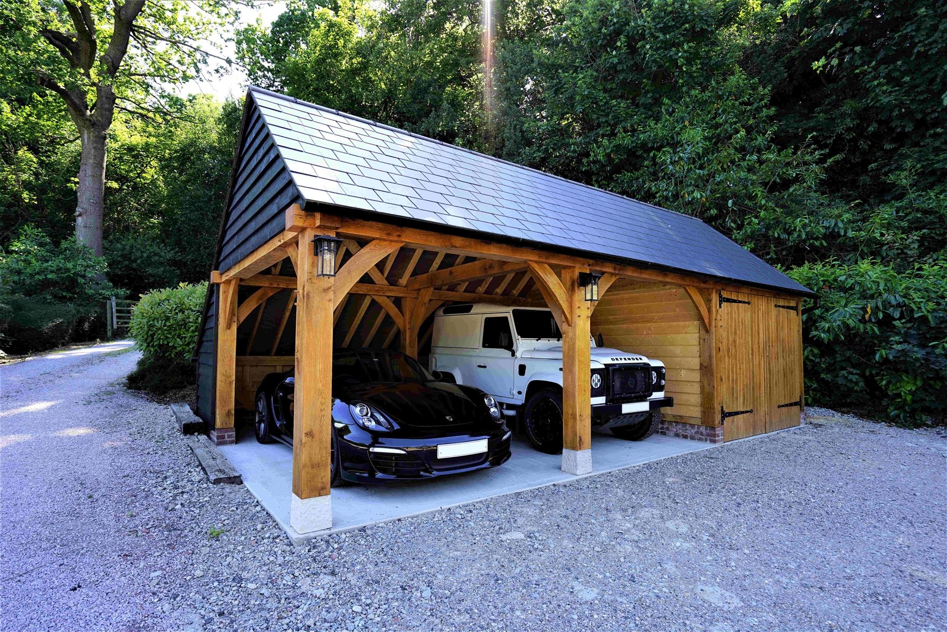Bespoke Catslide Garage with Treated Oak