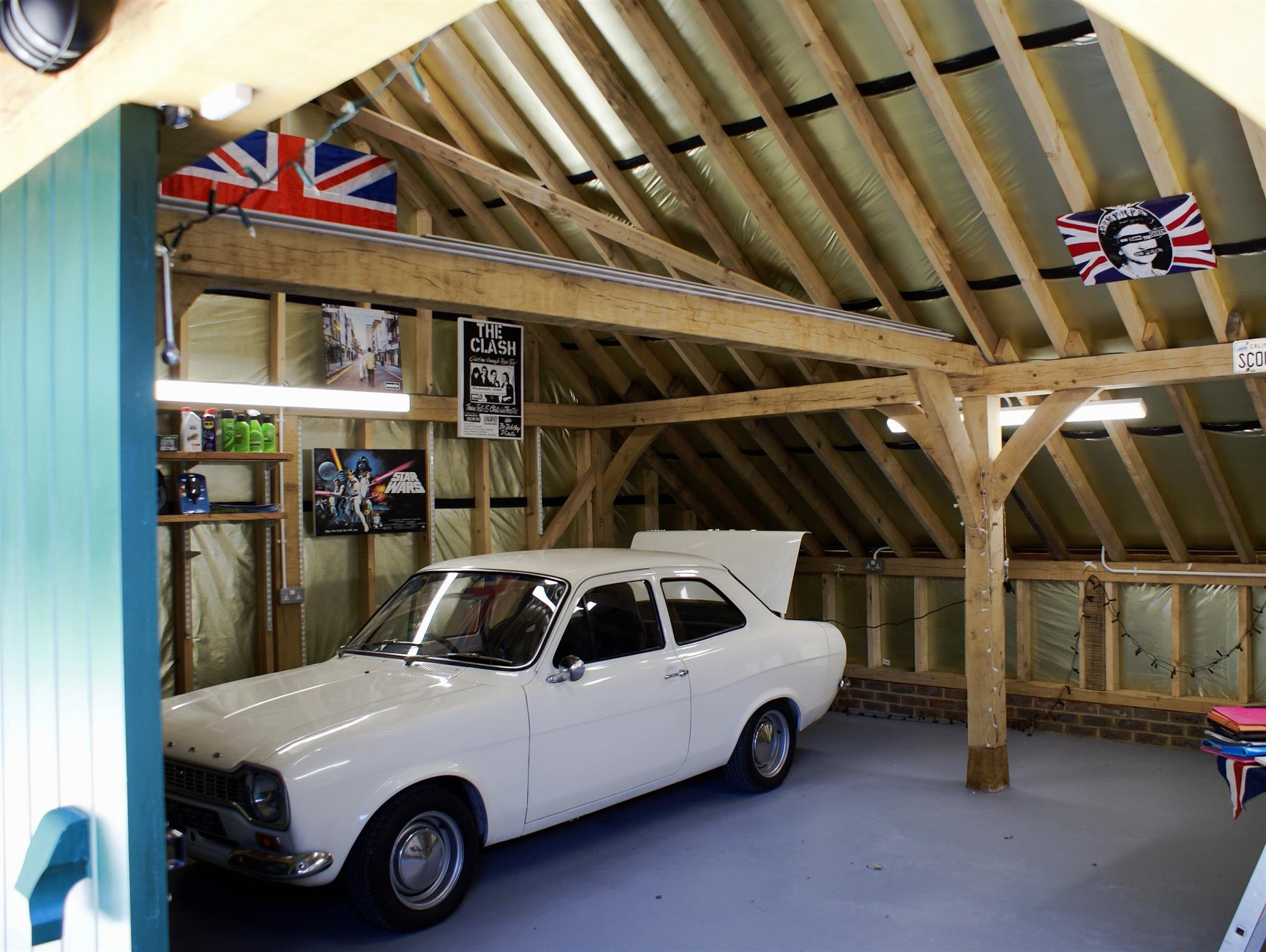 Interior Photo of a Modified 2 Bay Garage