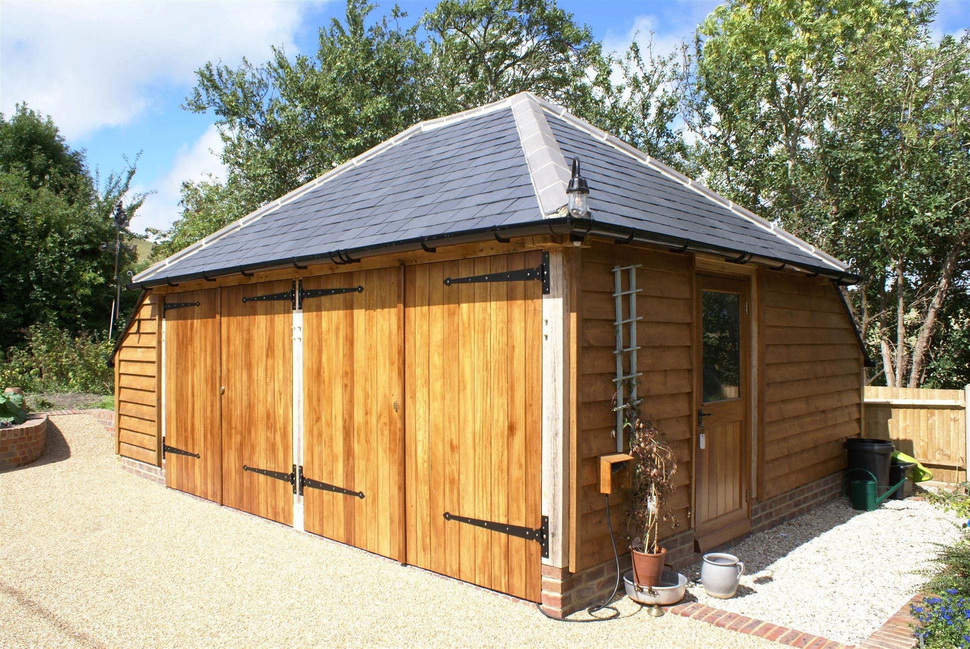 Oak Garage Building Treated in Saddolin Oak Stain